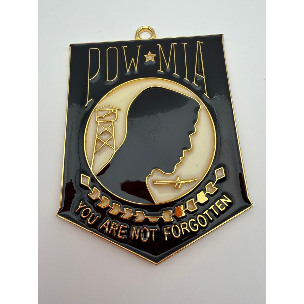 POW MIA You Are Not‎ Forgotten Christmas Ornament Gold Enamel Military Tribute